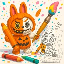 Halloween Labubu: Boya ve Çizim Şöleni!